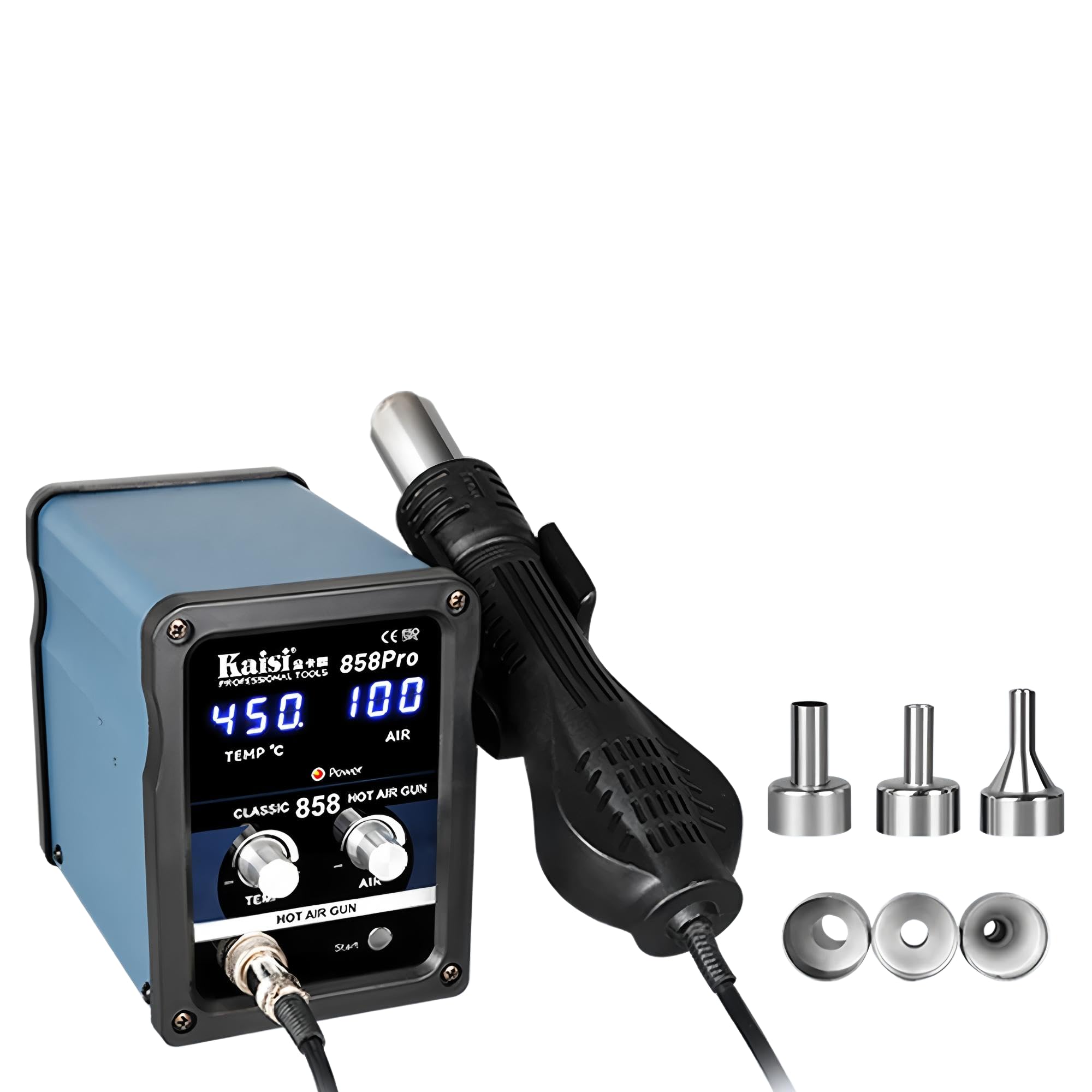 Pistola de aire caliente 858D Estación de retrabajo BGA Estación de soldadura Pistola de calor Secador de pelo 700W para soldadura SMD Herramienta de reparación de soldadura(858D adecuado para 110V)