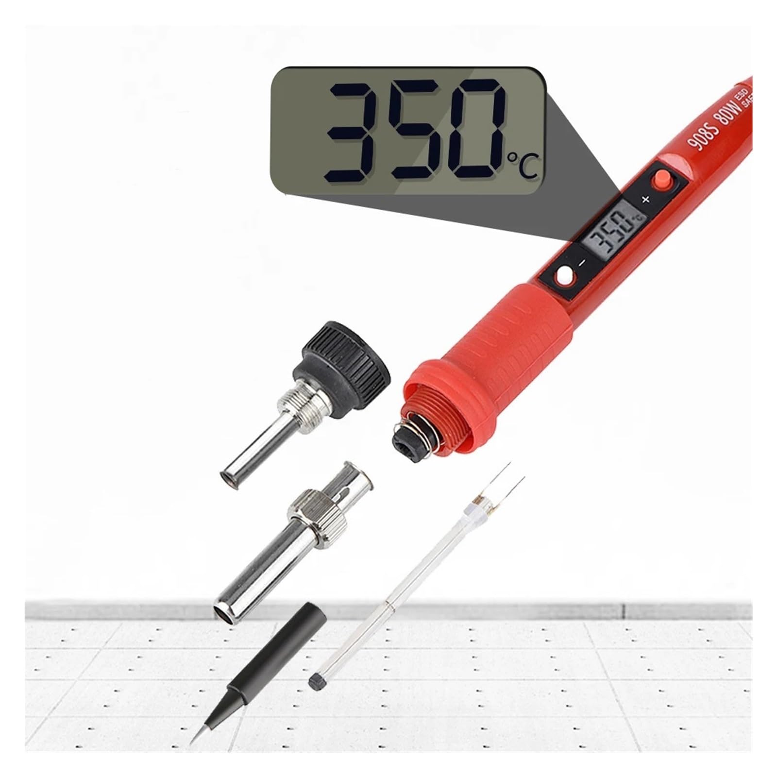 Lutownica Elektryczna 80W Z Regulowaną Temperaturą, Narzędzie Spawalnicze LCD, Ceramiczna Grzałka, Głowica Lutownicza, Narzędzia Do Naprawy Spawarek Precyzyjne Podgrzewanie(Black,SET 04)