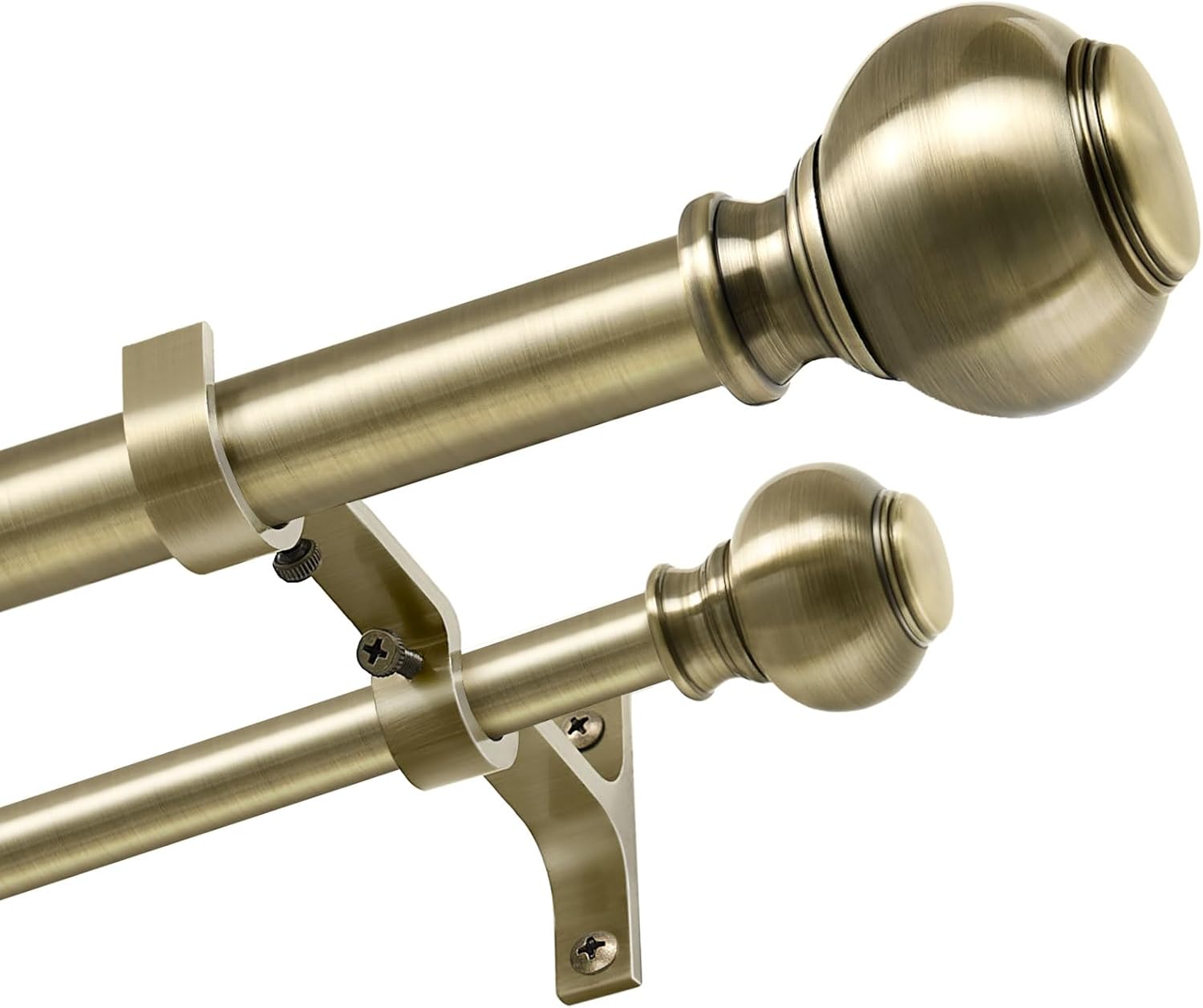 Double Curtain Rods for Windows,Decorative Adjustable Telescoping