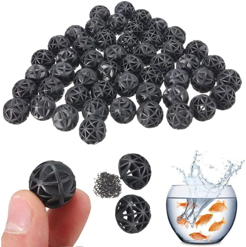 FlikFinz Aquarium Fish Tank Filter Media Kits for Canister Filter, Top Filters (50 Pcs Bio Balls(1 Inch))