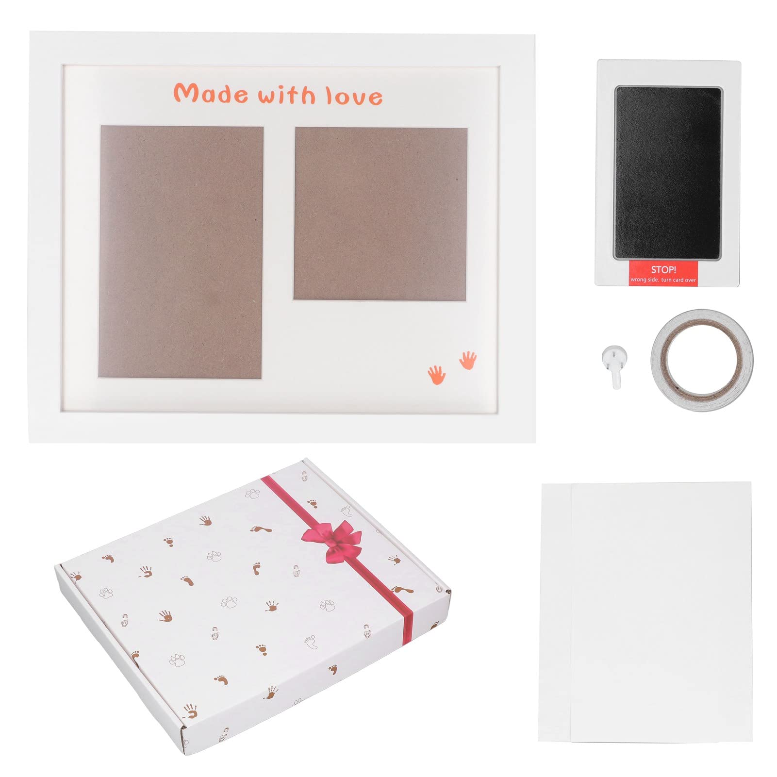 Niiyen Hand and Footprint Maker Set, Photo Frame Footprint Set, Photo Frame Personalized Gifts, Handprint and Footprint, Newborn Imprint Set (White Photo Frame)