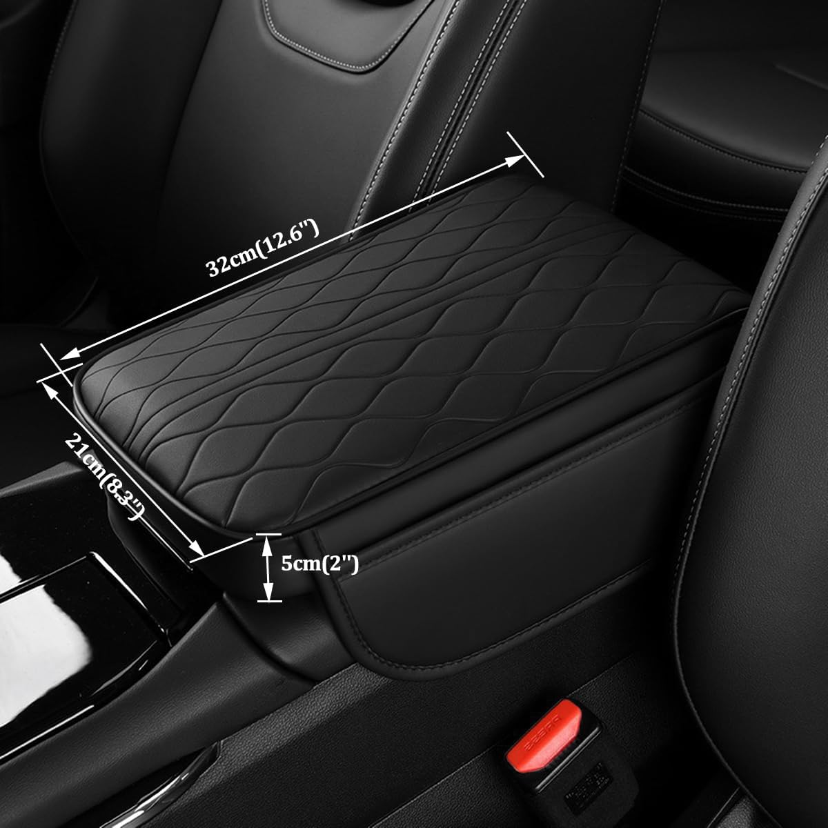 XUKEY Center Console Cover 12.6"x8.3" Leather Car Armrest Cushion Memory Foam Center Console Pad Organizer with Storage Bag Waterproof Elbow Pillow Armrest Seat Box Protector for Most Cars