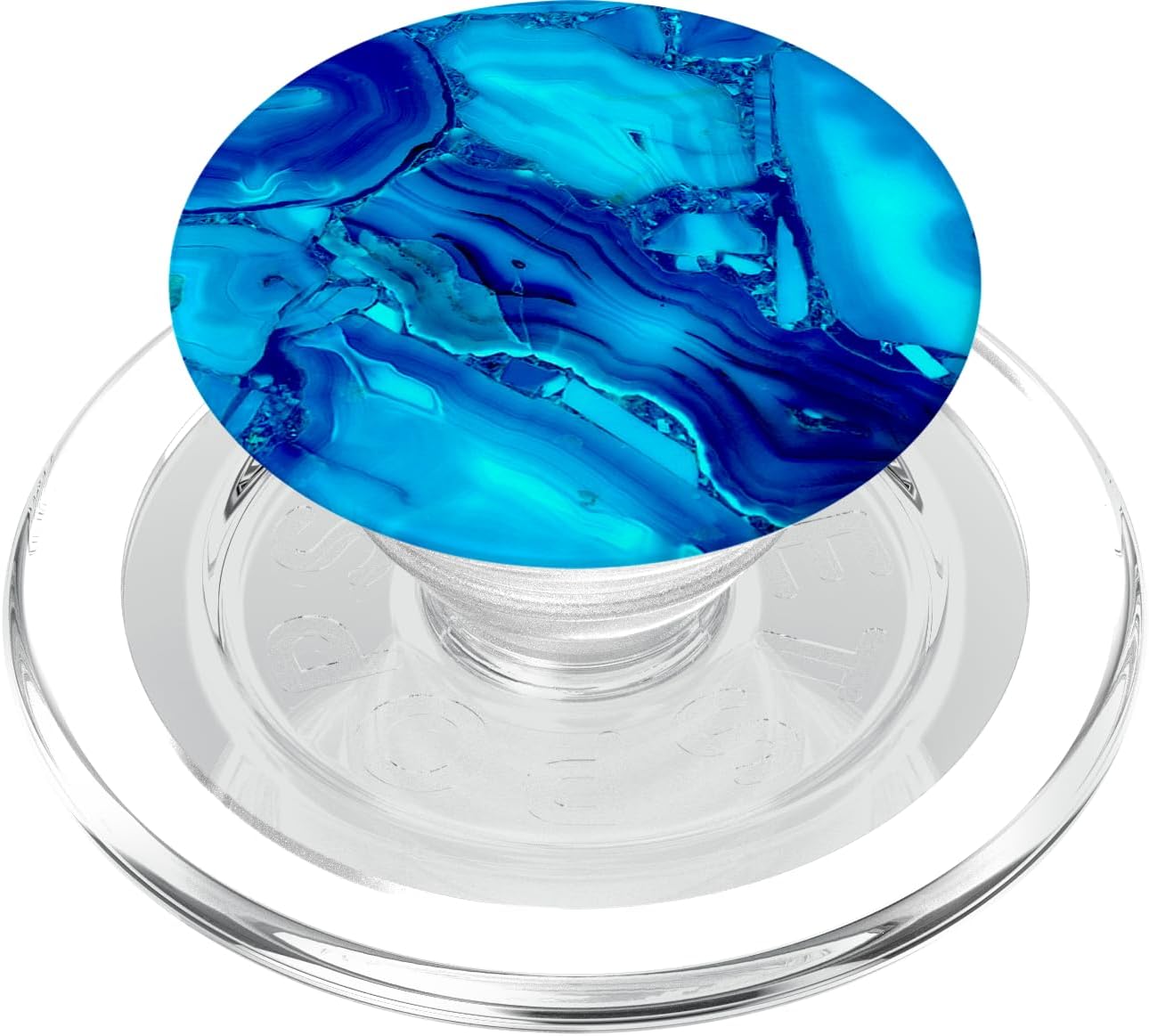 Blue-Marble-Effect - Light-Blue-Marbled-Design PopSockets PopGrip for MagSafe
