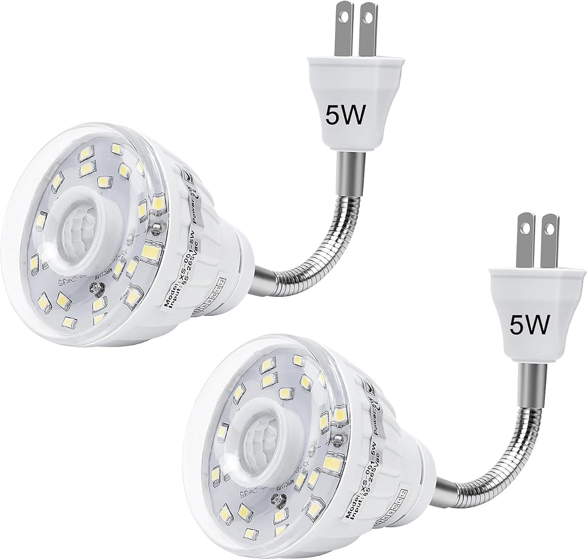 Plug in Motion Sensor Night Light Indoor, PIR Infrared Motion-Activated LED Night Light for AC Outlet,Dusk to Dawn Sensor Smartlight,360° Directional Rotating for Garage Stairway, 5W White, 2 PCS