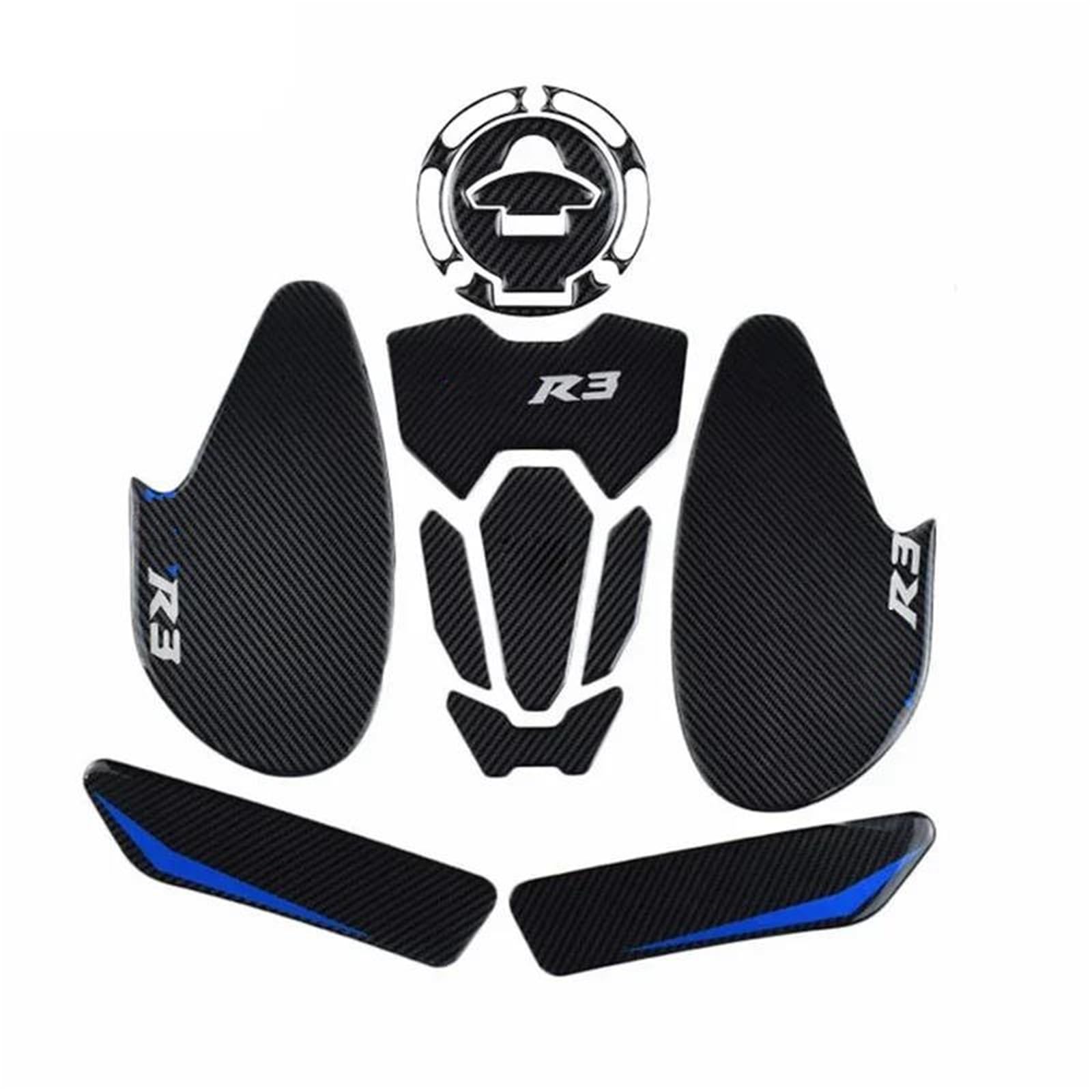 Motorcycle Fuel Tank Cap Pad Side Grip Sticker Pads for Yamaha R3 YZFR3 YZF 2019-2022 Fairing Sticker