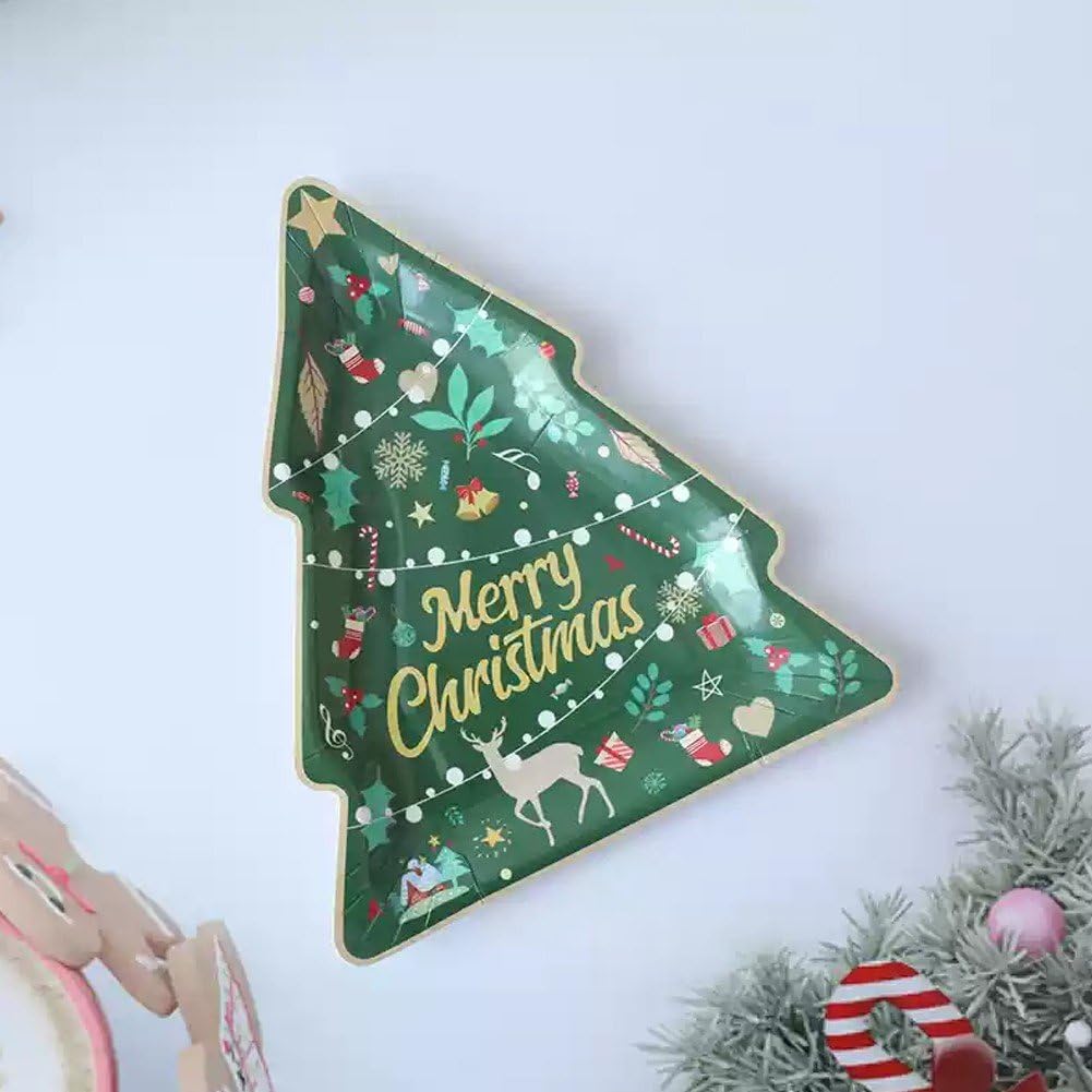 Amazon.co.jp: クリスマスプレート 使い捨て食器 クリスマスツリー形