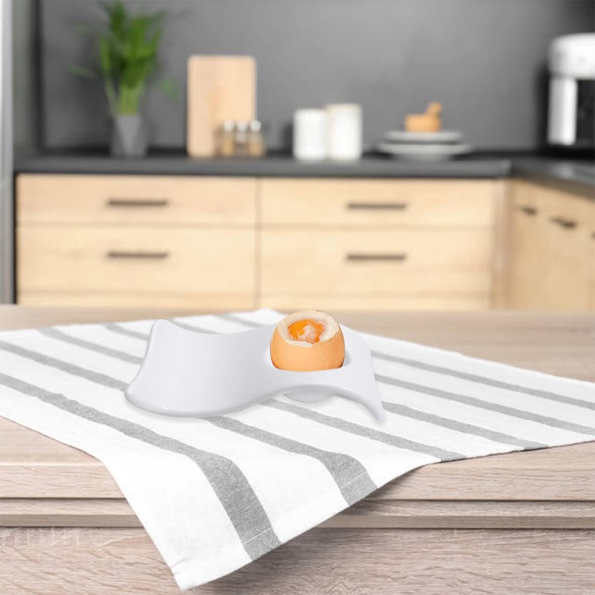 PRETYZOOM Lot De 6 Porte-œufs en Céramique Blanche, Légers Et Résistants Aux Rayures, Supports Pratiques Cuisine Et Réfrigérateur, Contenants D'œufs Élégants pour Petit-déjeuner