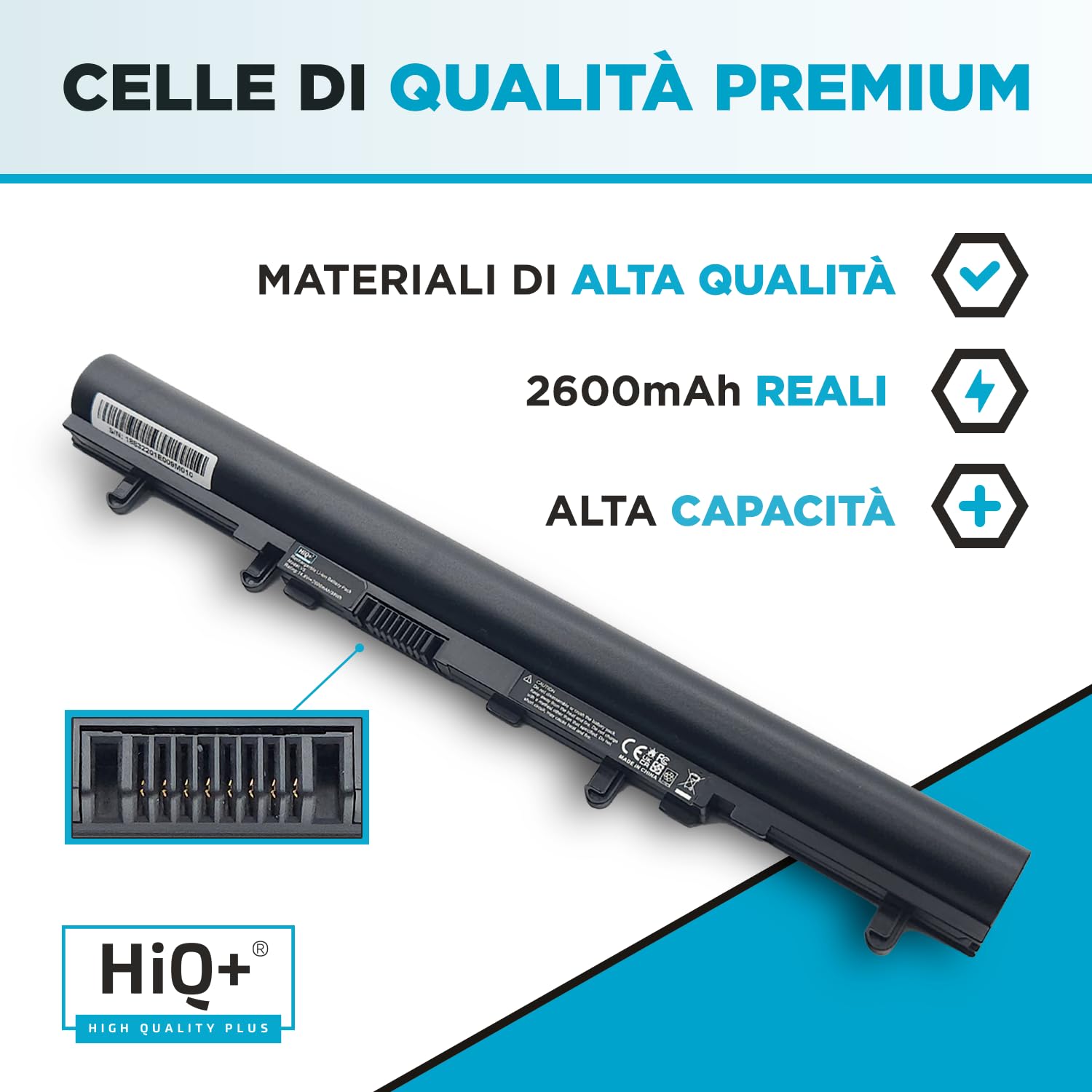 Batteria HiQ+ Alta Capacità per Acer Aspire V5-431 V5-431 V5-471 V5-531 V5-551 V5-561 V5-571 E1-410 E1-422 E1-430 E1-432 E1-470 E1-472 E1-510 E1-522 E1-530 E1-532 E1-570 E1-572 MS2361 2600mAh