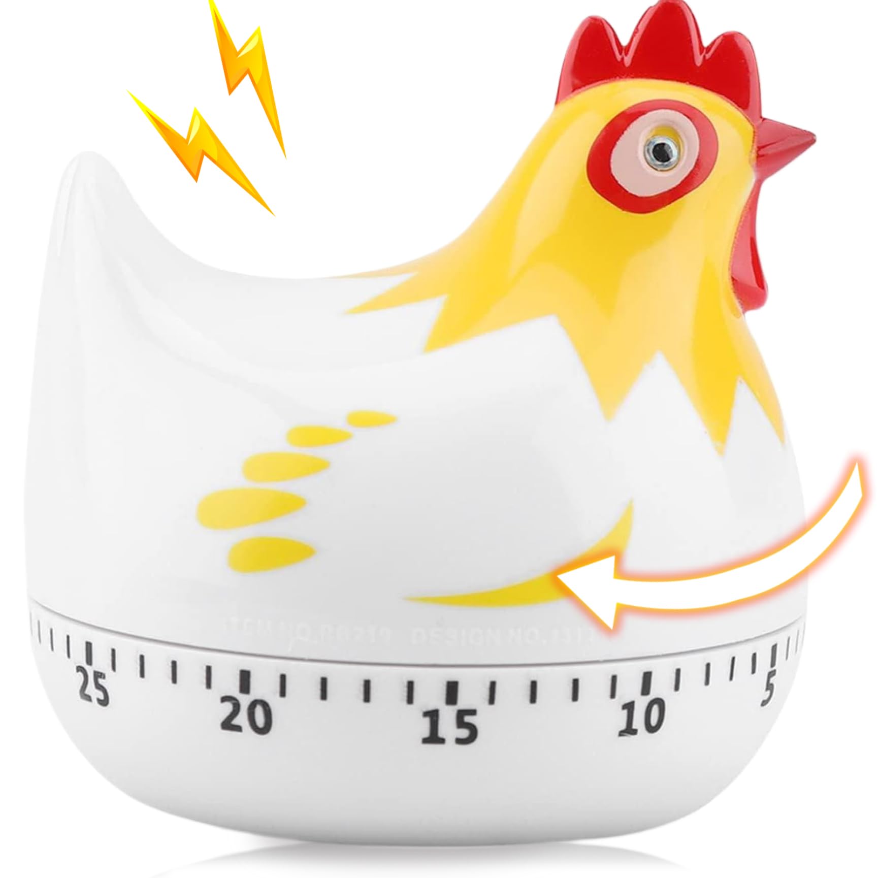Hperu Kitchen Timer, 2.5x2.6in Chicken Shaped 60-Minute Alarm Timer for Cooking Boiling Eggs -