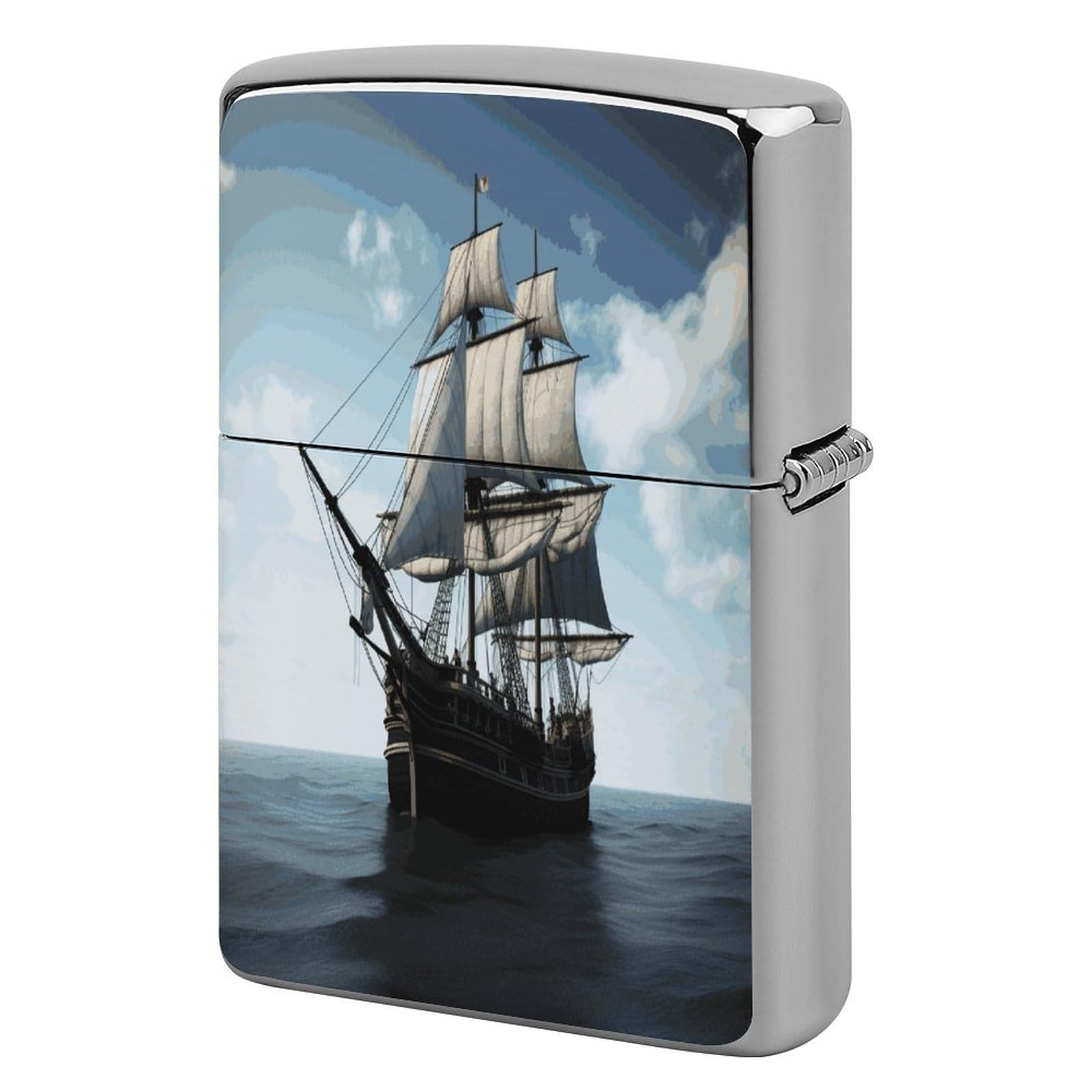 Fekiloot Style Old Sailing Ship Lighter Case Cover Metal Lighter Case