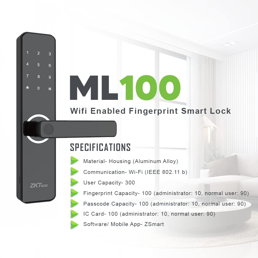 ZKTeco Smart Door Lock with 5-Way Unlocking | Fingerprint 