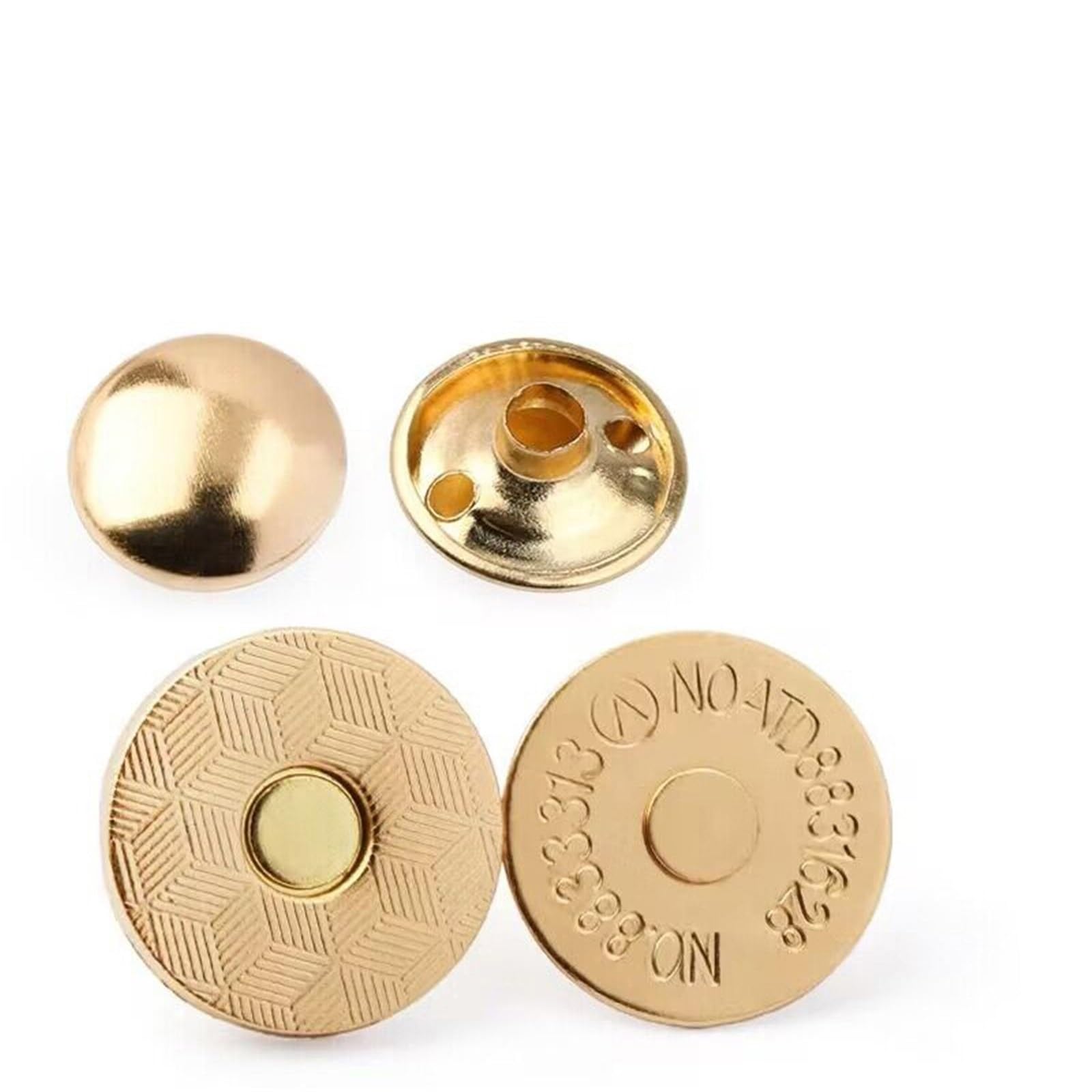 Magnetic Press Studs 10 Sets 14mm 18mm Metal Double Rivet Magnetic Clasps Buttons Fastener Bag Press Buckle Clothes DIY Accessories(10Sets-Light Gold,18mm)