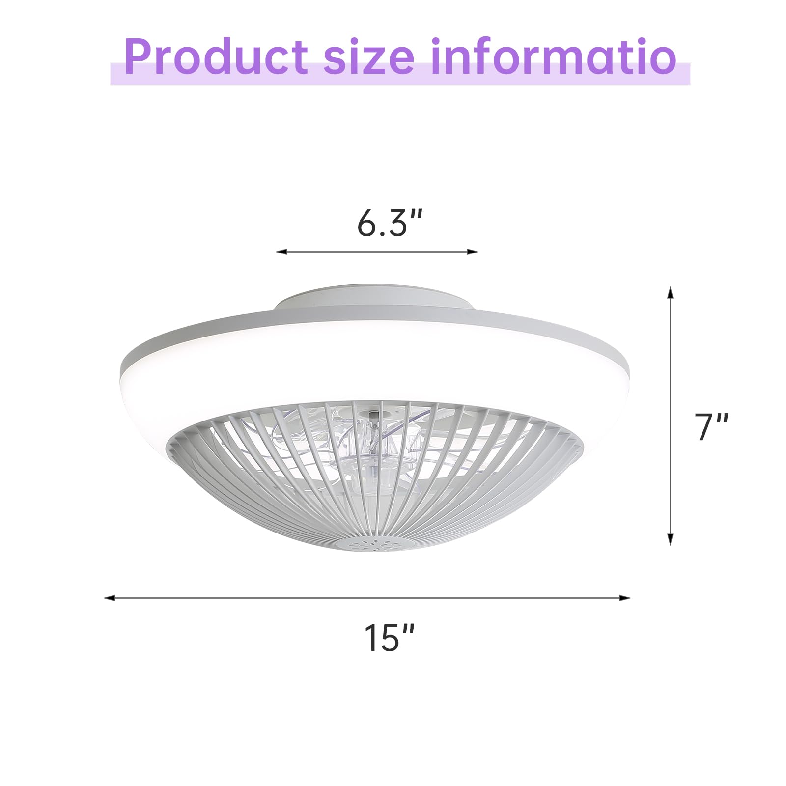 Ventilatore da soffitto con luce LED RGB e telecomando, 38 cm