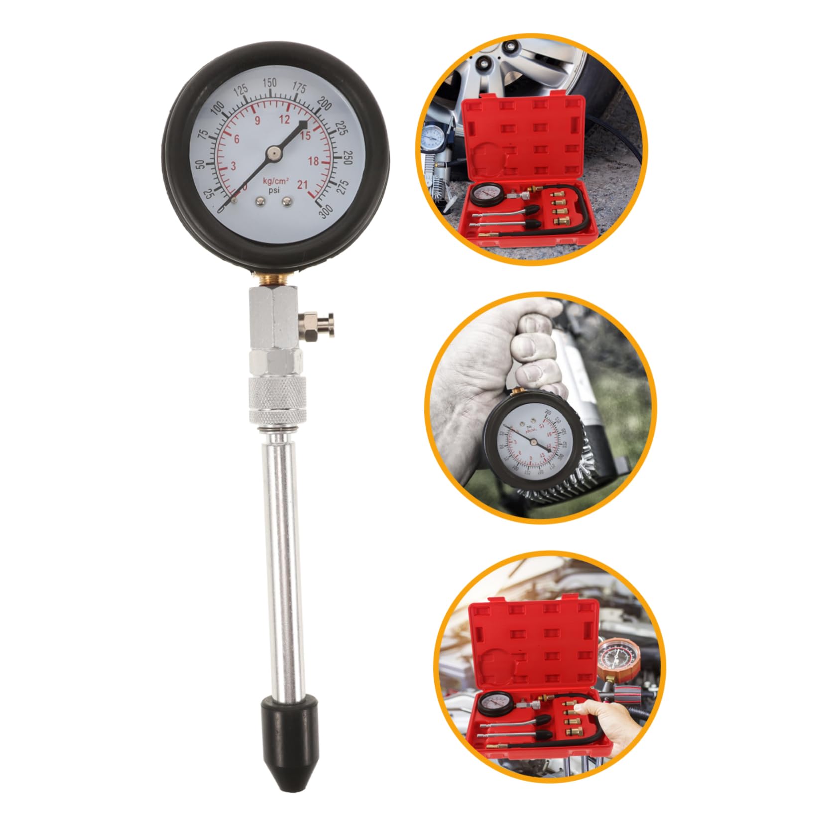 Gatuida 1set Tester Di Compressione Per Motori Benzina e Strumento Di Misura Per Cilindri Con Cassa Di Trasporto Alta Durabilità e Facile Utilizzo