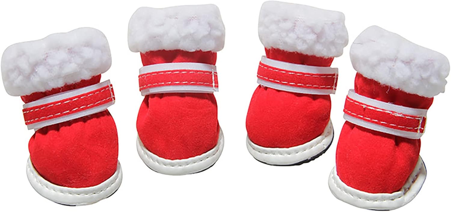 Dog Shoes Dog Boots Pet Shoes Winter Warm Sneakers Booties Pet Dog Shoes Puppy Shoes for Hot Pavement, 4-pcs Set