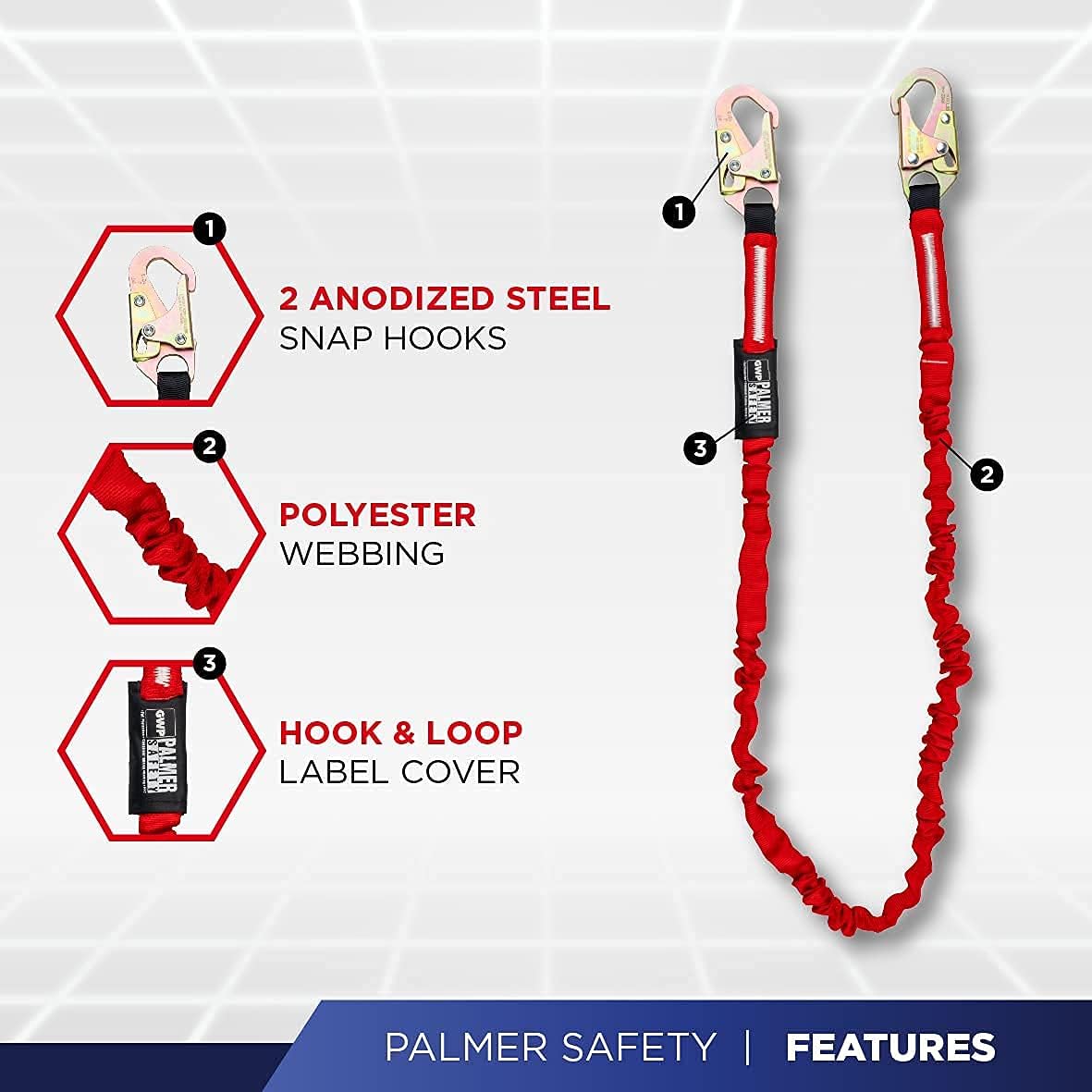 Rеvіеw Prоduсt Palmer Safety Harness w/Detachable 6' INTERNAL SHOCK Absorbing Lanyard with 18 D-Ring Extender I OSHA Compliant Kit