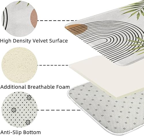 Miniatura 5 de QWINEE Alfombra de cocina con patrón geométrico, moderna, bohemia, minimalista, de secado rápido, alfombra de entrada para puerta delantera,