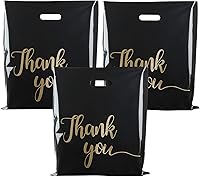 Vista 1 de Paquete de 100 bolsas de agradecimiento para pequeñas empresas, bolsas de plástico de 15 x 18 pulgadas con asas, bolsa de mercancía al por menor