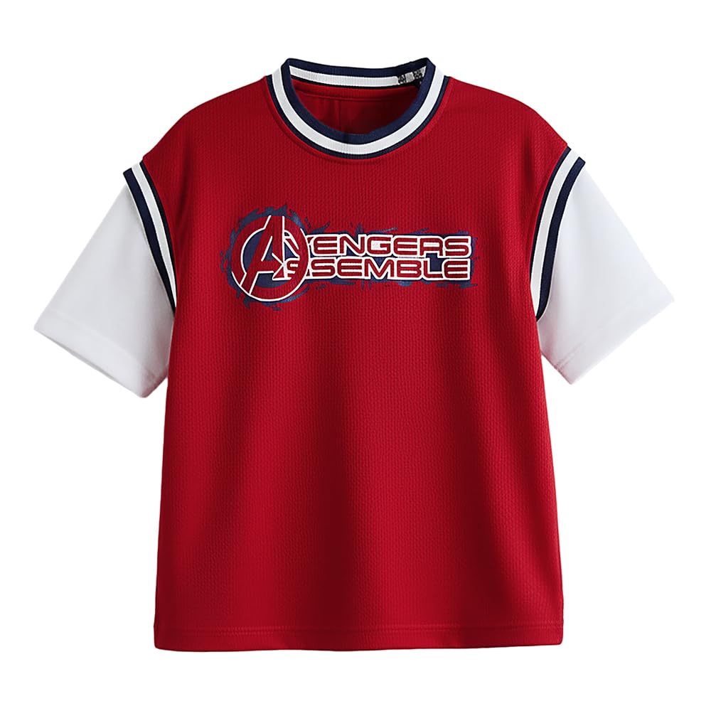 Hopscotch Unisex Avengers Jersey Mesh T-Shirt in Red Color-picture-14