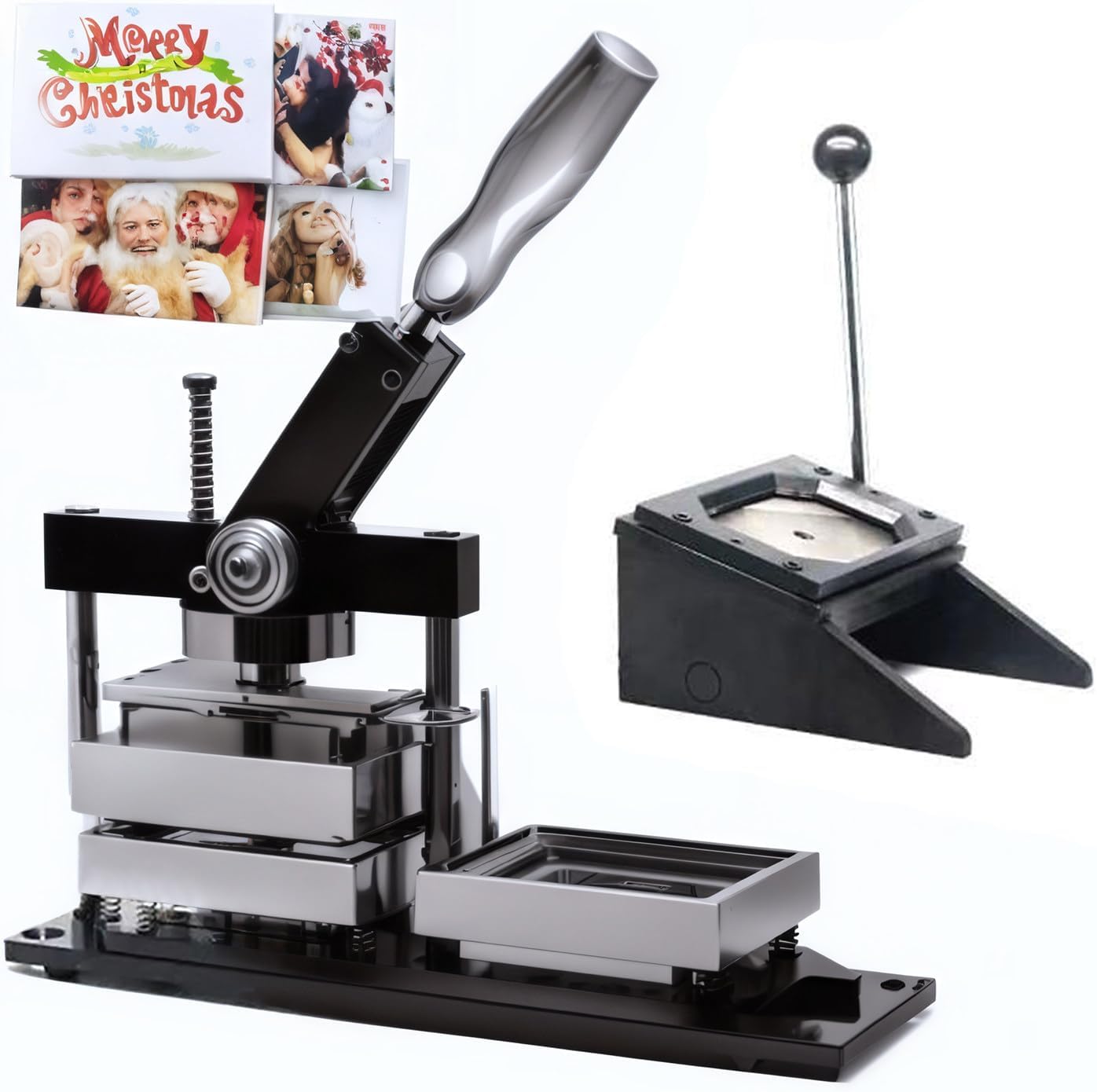 80*53 mm/90*65 mm DIY Square Fridge Magnet Making Machine Kit (Including: Mold + Paper Cutter + 100 Sets of Consumables) Rotary All-Metal Tinplate Badge Making Kit, Badge Punch Press Machine ,90*65MM