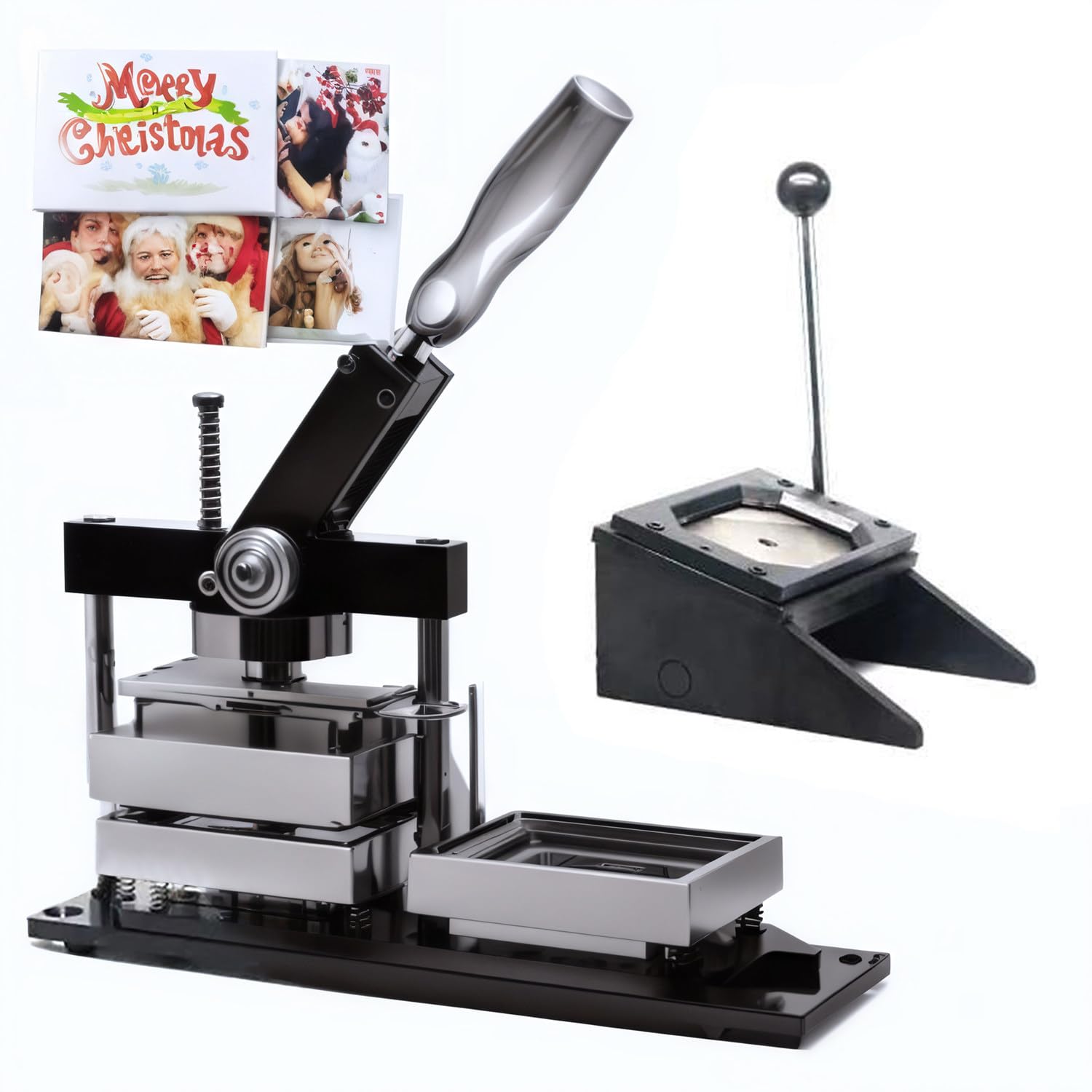 80*53 mm/90*65 mm DIY Square Fridge Magnet Making Machine Kit (Including: Mold + Paper Cutter + 100 Sets of Consumables) Rotary All-Metal Tinplate Badge Making Kit, Badge Punch Press Machine ,90*65MM