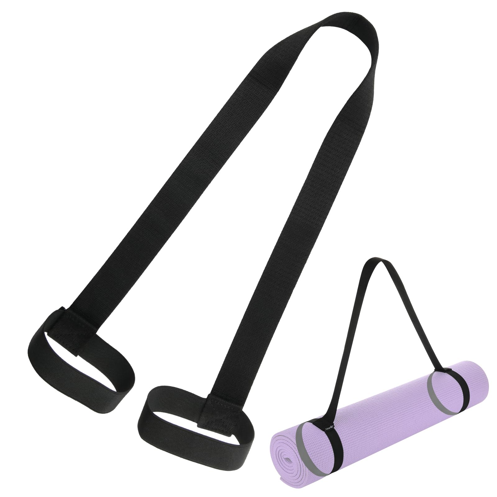 Cosmos Yoga Pilates Mat Strap - Looped Sling/Harness/Carrier Strap with Stretching Band Loops for Pilates, Exercises & Aerobics Mat Carrying - Soft & Durable Cotton, Black