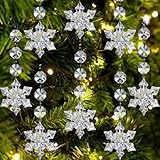 Jishi 30pk Snowflake Crystal Christmas Ornaments for Tree Decorations, Hanging Clear Acrylic Snowflake Ornaments for Christmas Tree Indoor Home Decor, Snow Flake Stars Winter Wonderland Party Supplies