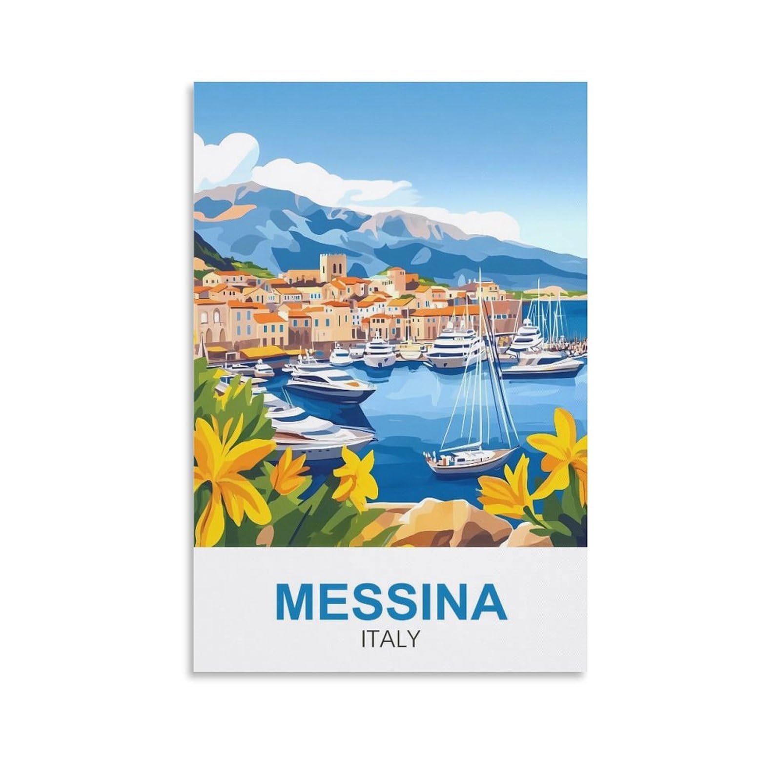 EZMLFA Diamond Painting Kits for Adults,Messina Italy 5D Diamond Painting Kit for Adults Beginners, DIY Full Round Drill Gem Art Kits for Home 40x50cm