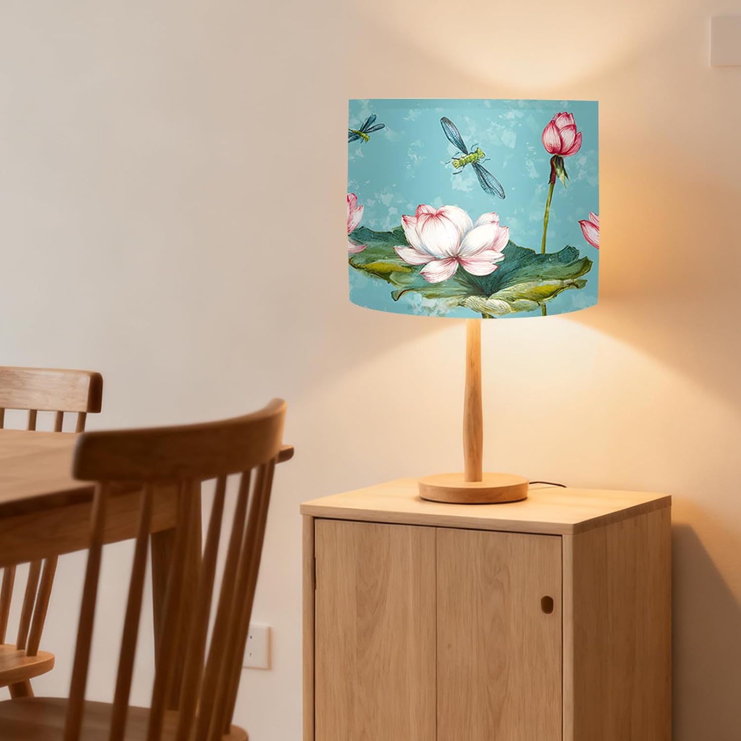 Nuxovilar Lamp Shades Set of 2 (13x9.8 inches, Polyester) - lotus lamp covers, fresh light shades, suitable for bathroom vanities, bedroom dressers, meditation room side tables