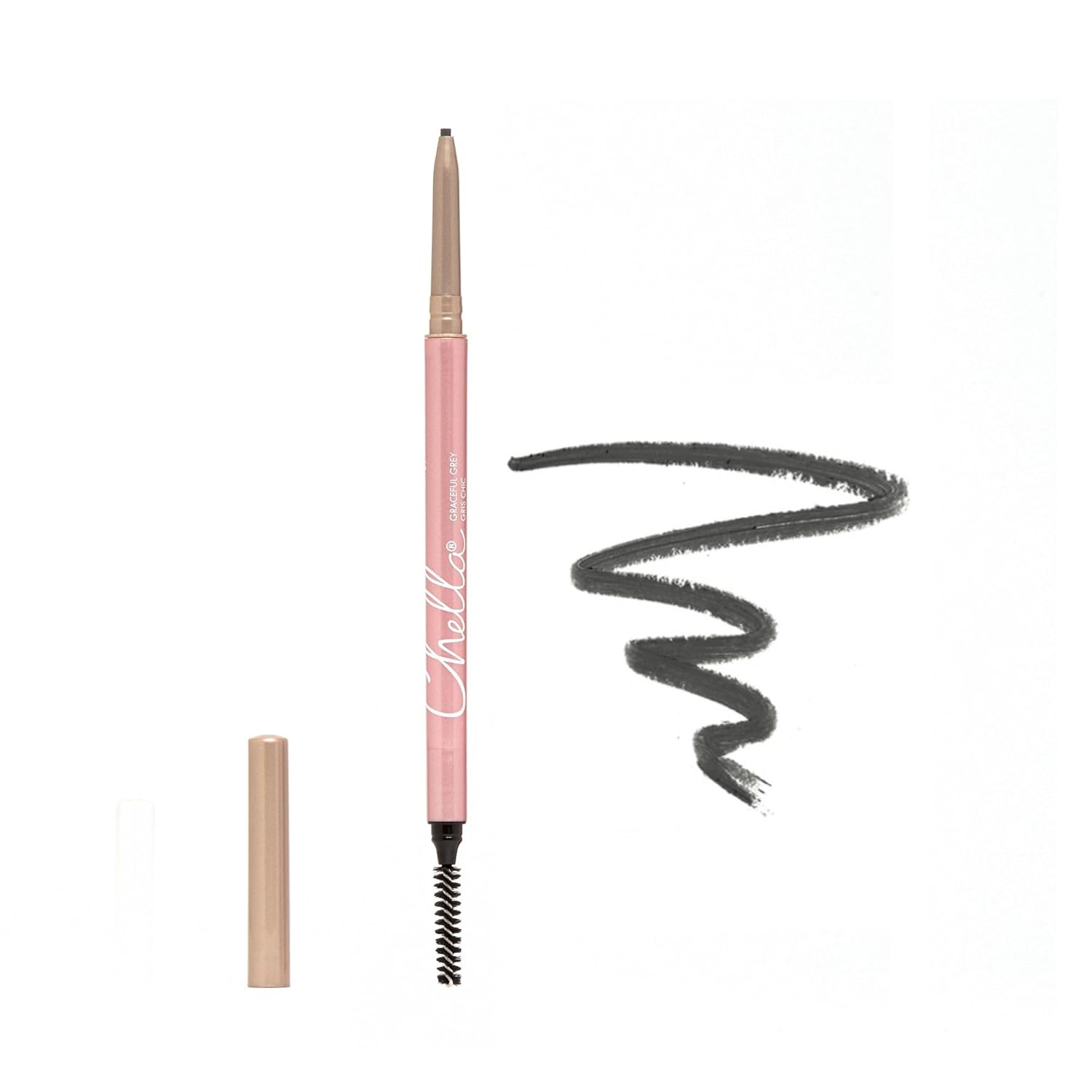 Chella Eyebrow Pencil – Vegan, Gluten Free, Cruelty Free, Paraben Free, Long Wearing, Smooth Consistency (Graceful Grey)