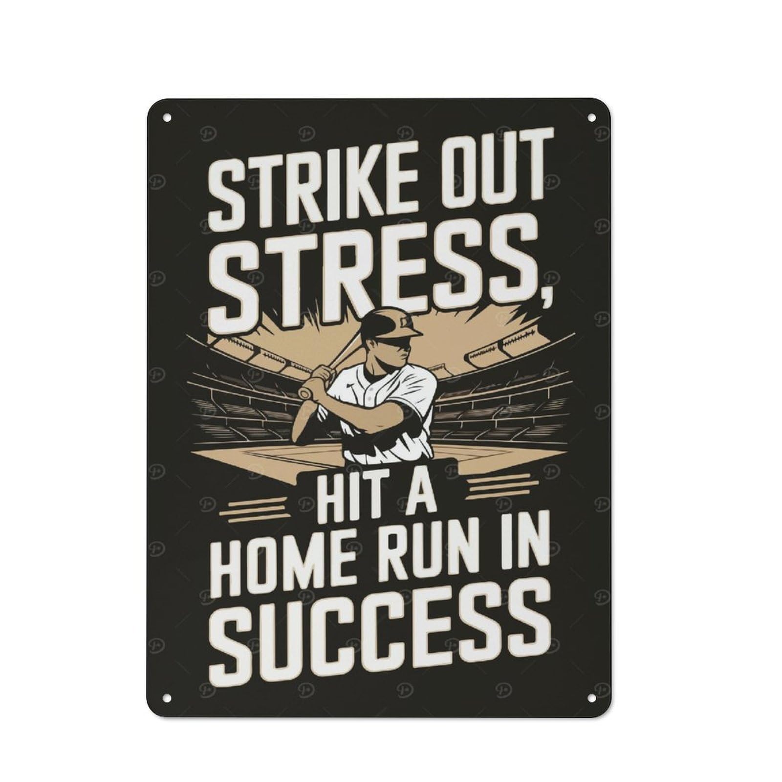 Junmoney Style-4 Vintage Metal Sign 40X30cm Featuring Baseball Success Quote For Pub Or Café, Wall Decor For People Reorganising Pub And Café