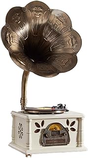 Gramophone Style Retro Stereo Music Turntable Record Player Gramophone Bluetooth Speakers Radio CD Player USB Built-In Sub