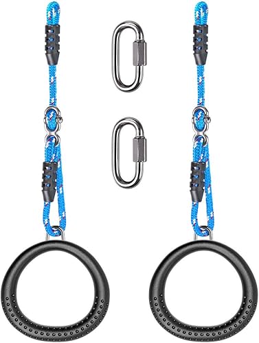 SELEWARE Trapeze Swing Rings, Non-Slip Gymnastic Rings Pull Up Exercise Rings with Adjustable Ropes for Home Gym Playground Ninja Warrior Obstacle
