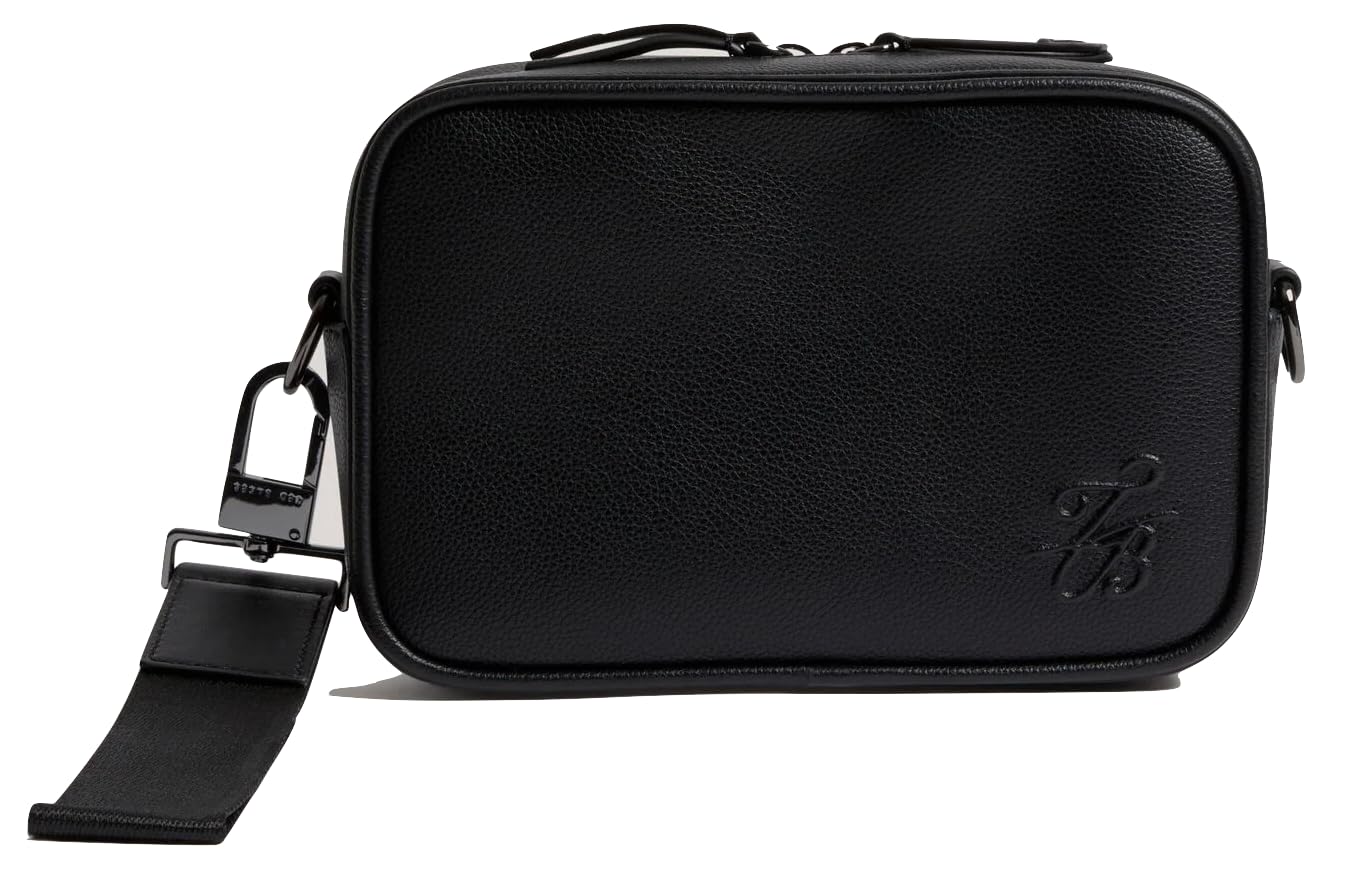 Ted Baker Script Logo Kunstleder Herren Crossbody Bag Schwarz