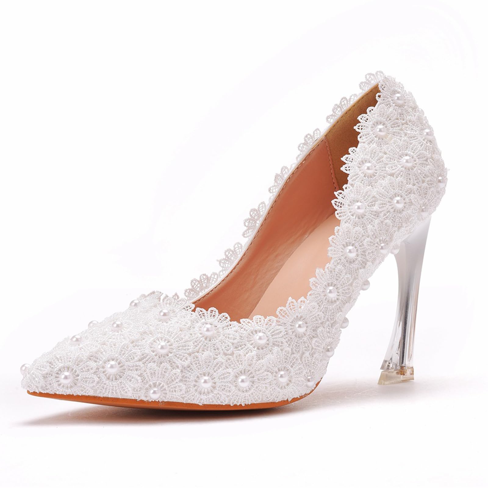 LYAHVGU Scarpe da Sposa da Donna, Décolleté con Tacco a Spillo a Punta in Rete di