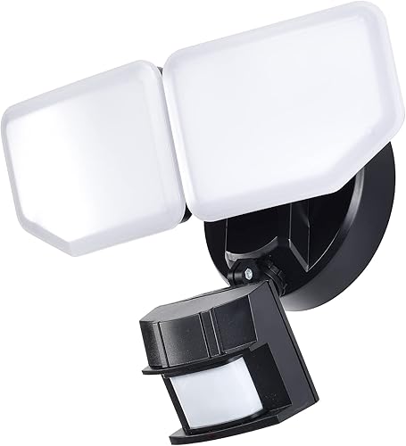 Miniatura 7 de AWSENS Luces LED de seguridad de 30 W con sensor de movimiento para exteriores, 180 grados, 2600 LM, 5100 K, ETL, resistente al agua, 2 cabezales