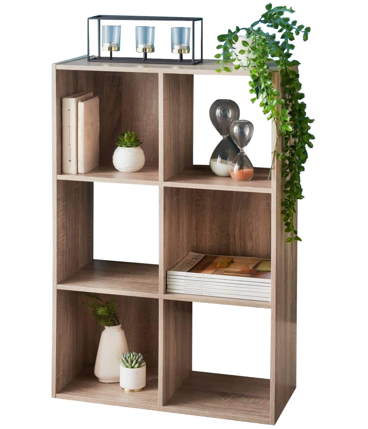 spot on dealz® 6 Cubes Wooden Oak small cube Storage unit wooden bookcase free standing shelf grey Living Room, Home, Office Use Furniture to shelve dvd, books, magazines etc - Image 2