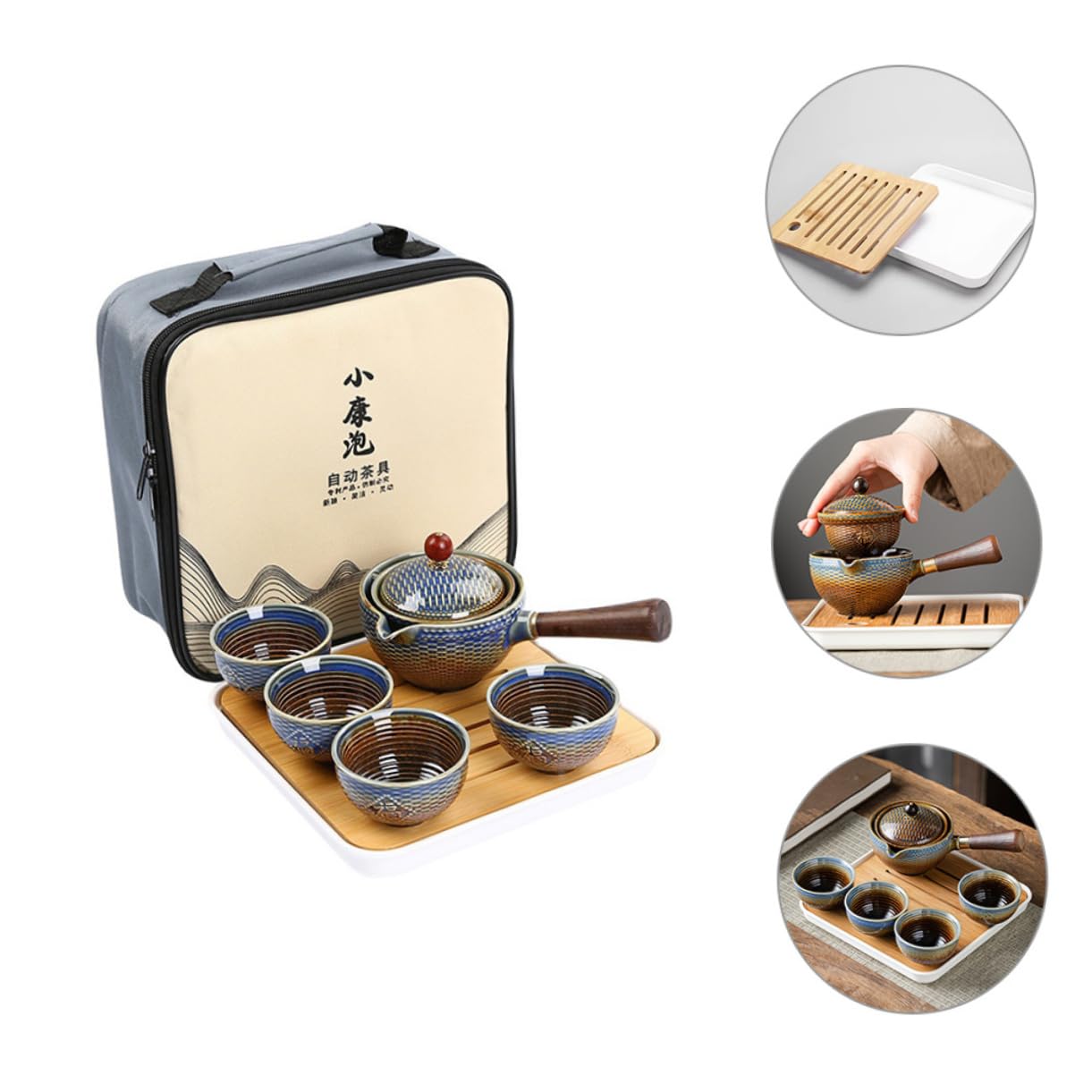 ABOOFAN Tetera Automática Diseño Elegante de Cerámica Juego de Té Portátil y Material Resistente para Viajes y Actividades al Aire Libre para Aficionados al Té