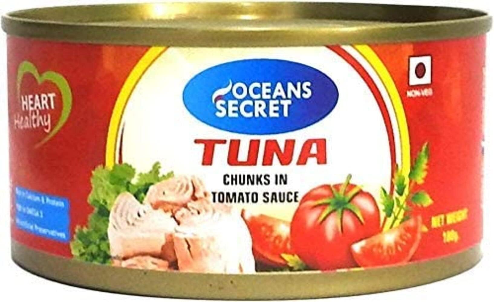 Oceans Secret Tuna Chunks in TomatoSauce 180gm Pack of 8 Canned Tuna Fish | Balanced Nutrition | Rich Taste | in Tomato Sauce | Premium Cuts Ready to Eat