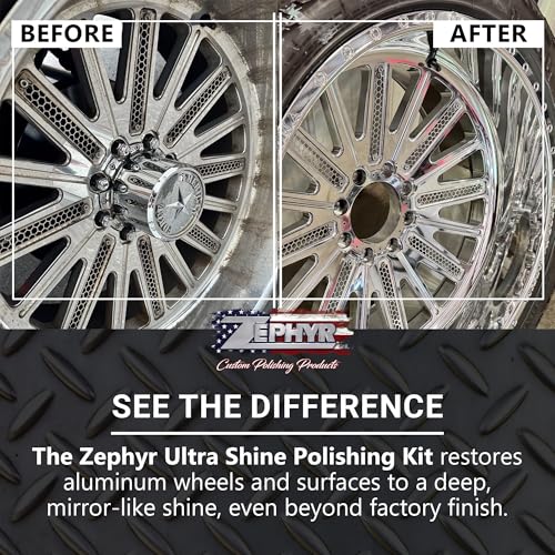 Zephyr - Ultra Shine Forged Wheels Aluminum Polishing Kit - Aluminum Wheel Polisher - Stainless Steel & Metal Polishing Kit Made for Semi & Lifted Trucks, Billet Parts, & More