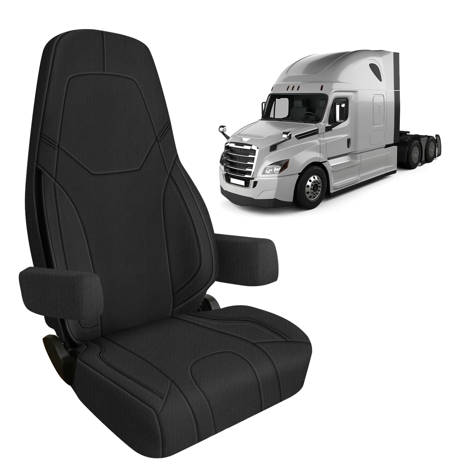 Photo 1 of SAPUBK Custom-Fit Front Seat Covers with Back Pocket Replace for 2014-2025 Freightliner Cascadia 33" High Back, Premium Neoprene with Composite Soft Foam Lining Breathable Seat Cover Cushion