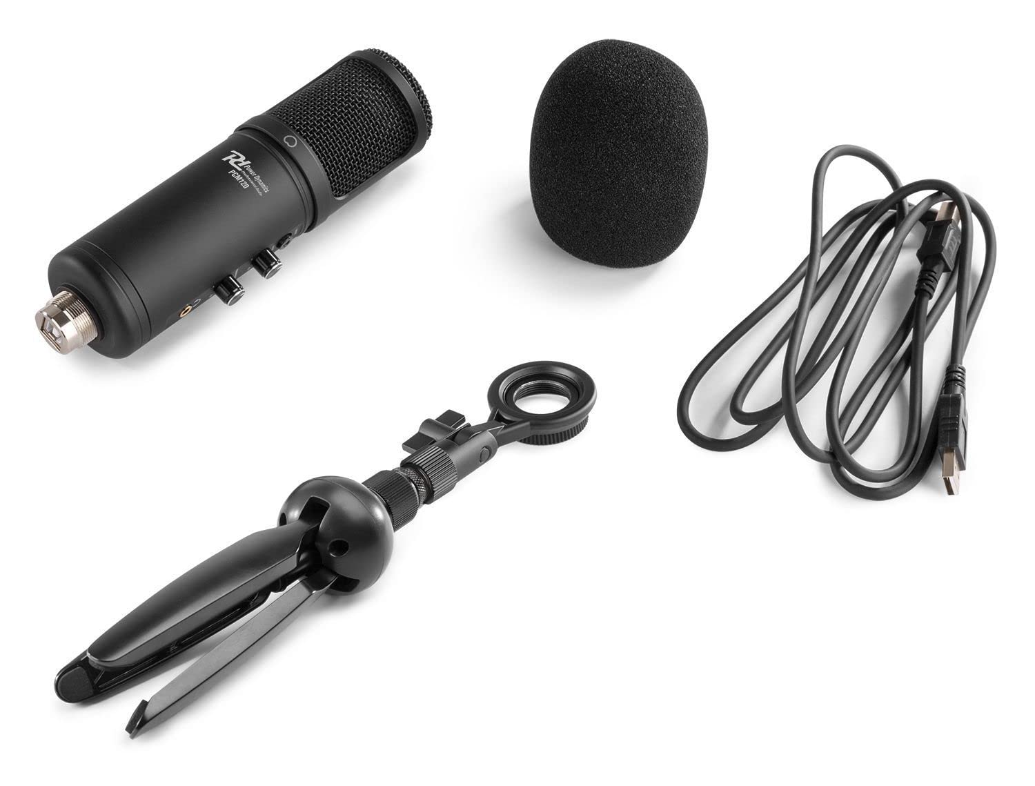 Power Dynamics PCM120 microfono Condensador Broadcasting & Streaming con trípode de Mesa e iluminación LED, microfono USB, Ideal para Crear Contenido de Youtube, Twitch, Gaming, Podcast, Color Negro