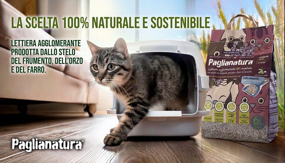 Paglianatura 6-częściowy zestaw naturalny żwirek dla kotów 2,4 KG/6 LT — wysoka chłonność, przyjazny dla środowiska, bezwonny, łatwy do czyszczenia