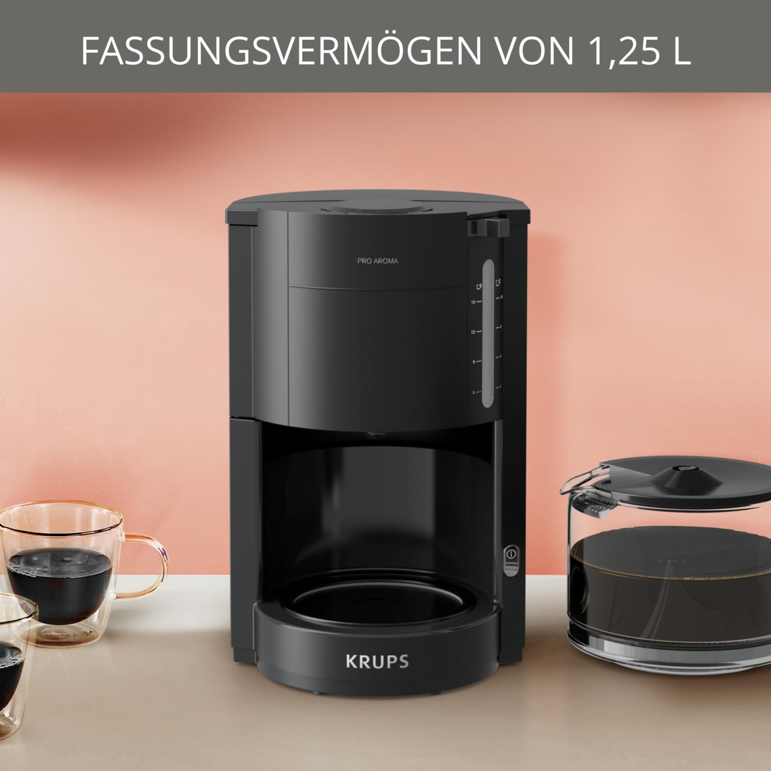 Krups F30908 ProAroma Filterkaffeemaschine 1,25L 1050W Schwarz