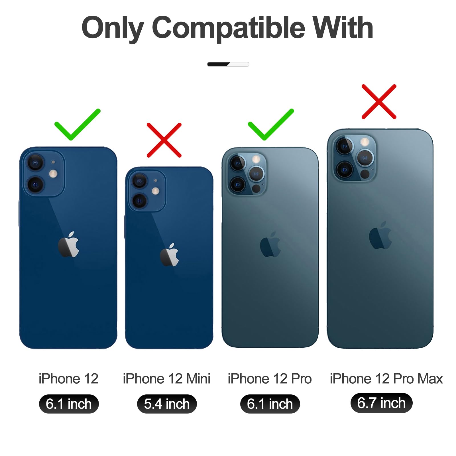 Case for iPhone 12 / iPhone 12 Pro, Classic PU Leather Magnetic Wallet Case, Flip Folio Protective Phone Cover Compatible with iPhone 12 / iPhone 12 Pro, Black — view 2