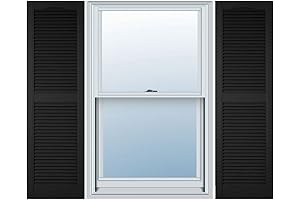 Ekena Millwork Lifetime Vinyl Inside Standard Cathedral Top Wood Shutters, Black