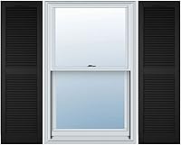 Vista 1 de Builders Edge 12 pulgadas de ancho x 48 pulgadas de alto, montante central superior de catedral estándar, persianas con listones abiertos, incluye