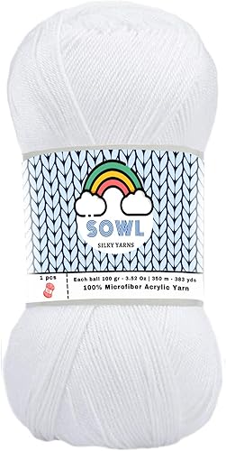 Miniatura 6 de SOWL Hilos acrílicos  Tacto sedoso  Azul marino  Hilo acrílico 100% microfibra 1 madejas de bola de 3.5 onzas 3.53 oz 380 yardas  Hilo de peso para