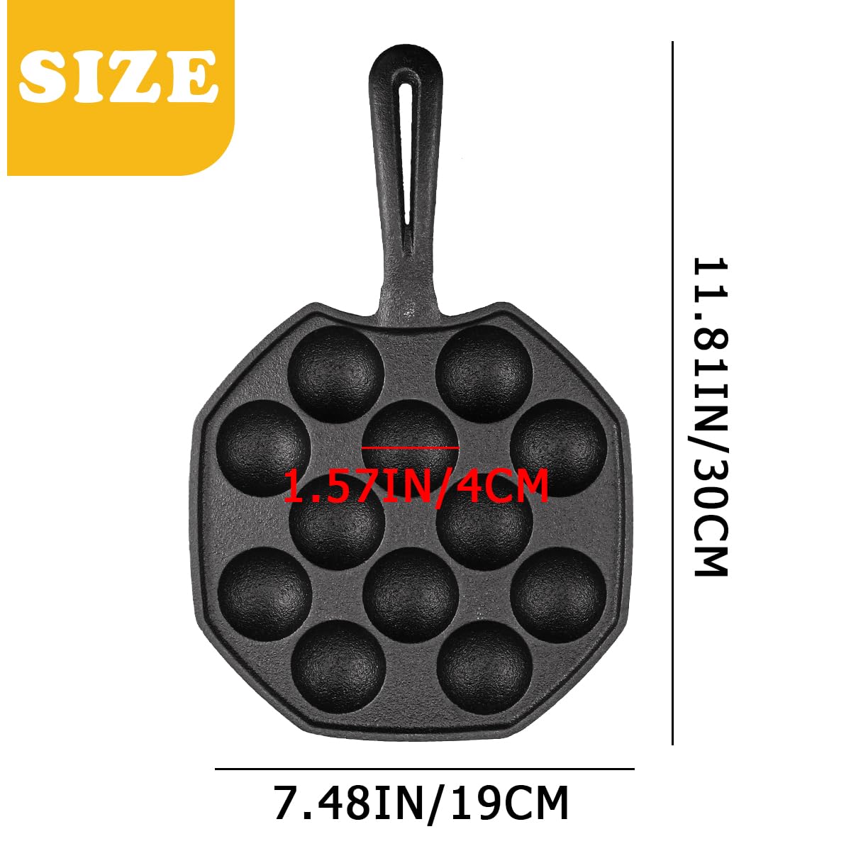 Cast Iron Takoyaki Pan, 15-Hole Octopus Ball Maker, 9-in. Non-Stick Round Cooking Plate for Stovetop 33D29829G17 - The Home Depot