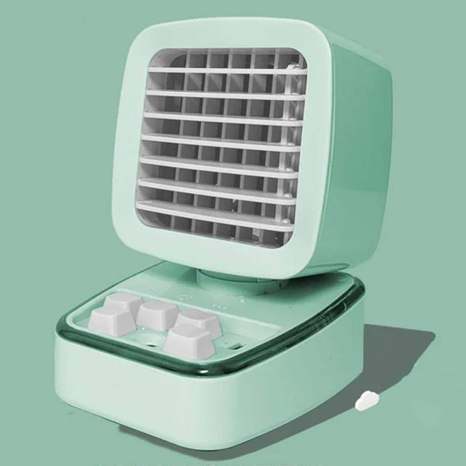 Mini Portable Air Conditioner 3 Wind Speeds LED Night Light Desktop Water Cooled Cooling Fan Air Cooler for Home Office Bedroom, Desert Camel,3.35 * 4.13 * 4.92 IN(Mint Green)